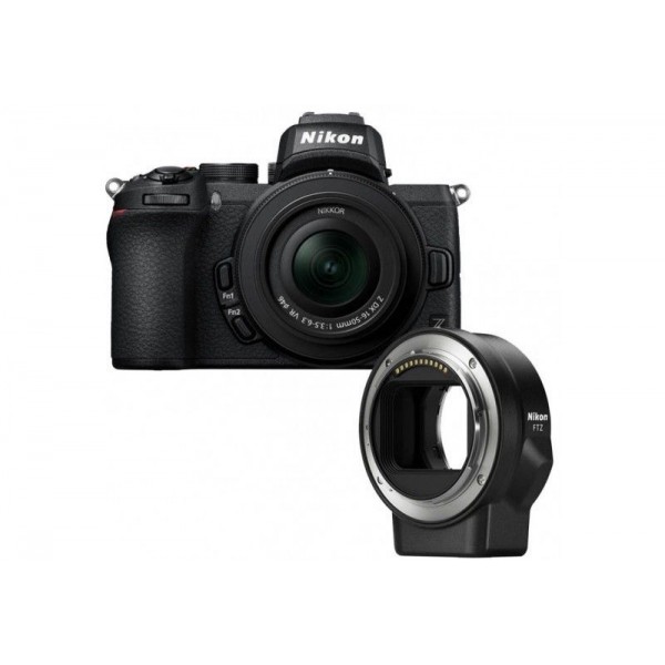 Appareil photo hybride Nikon Z50 + Nikon Z DX 16-50 mm F3.5-6.3 + Nikon FTZ-16