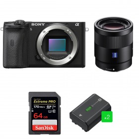 Sony A6600 + Sonnar T* FE 55mm F1.8 ZA + SanDisk 64GB Extreme PRO UHS-I SDXC 170 MB/s + 2 Sony NP-FZ100 - Appareil Photo Hybride