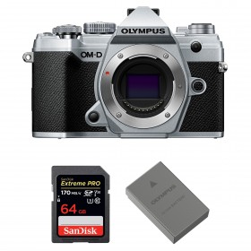 Cámara mirrorless Olympus OM-D E-M5 Mark III Silver Cuerpo + SanDisk 64GB Extreme PRO UHS-I SDXC 170 MB/s + Olympus BLS-50-1