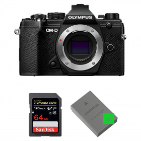 Olympus OMD E-M5 III Noir Nu + SanDisk 64GB Extreme PRO UHS-I SDXC 170 MB/s + 2 Olympus BLS-50 - Appareil Photo Hybride-1