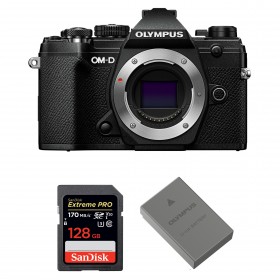 Cámara mirrorless Olympus OM-D E-M5 Mark III Negro Cuerpo + SanDisk 128GB Extreme PRO UHS-I SDXC 170 MB/s + Olympus BLS-50-1