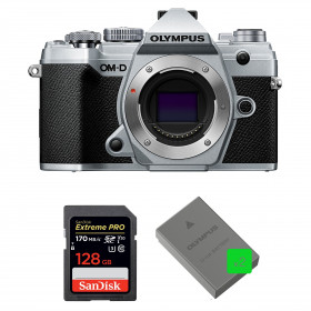 Olympus OMD E-M5 III Silver Nu + SanDisk 128GB Extreme PRO UHS-I SDXC 170 MB/s + 2 Olympus BLS-50 - Appareil Photo Hybride-1