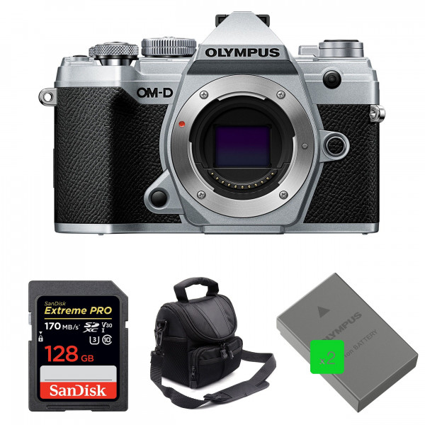 Olympus OMD E-M5 III Silver Nu + SanDisk 128GB Extreme PRO 170 MB/s + 2 Olympus BLS-50 + Sac - Appareil Photo Hybride-1