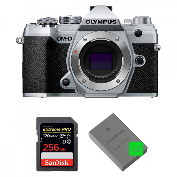 Olympus OMD E-M5 III Silver Nu + SanDisk 256GB Extreme PRO UHS-I SDXC 170 MB/s + 2 Olympus BLS-50 - Appareil Photo Hybride-1