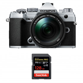 Appareil photo hybride Olympus OMD E-M5 III Silver + ED 14-150mm F4-5.6 II + SanDisk 128GB Extreme PRO UHS-I SDXC 170 MB/s-1