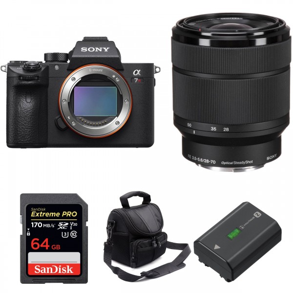 Sony A7R III + SEL FE 28-70 mm F3,5-5,6 OSS + SanDisk 64GB Extreme PRO 170 MB/s + NP-FZ100 + Sac - Appareil Photo Hybride|MCZ DIRECT