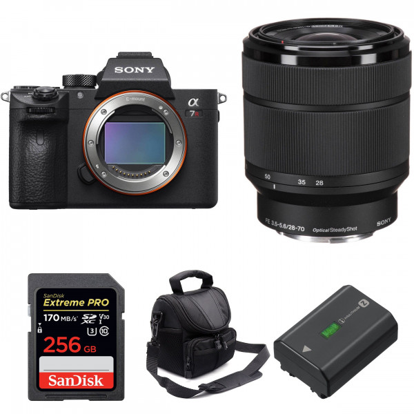 Appareil photo hybride Sony A7R III + SEL FE 28-70 mm F3,5-5,6 OSS + SanDisk 256GB Extreme PRO 170 MB/s + NP-FZ100 + Sac-4