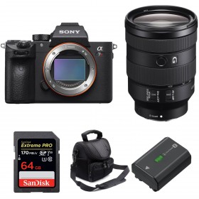 Appareil photo hybride Sony A7R III + FE 24-105 mm F4 G OSS + SanDisk 64GB Extreme PRO 170 MB/s + Sony NP-FZ100 + Sac-1