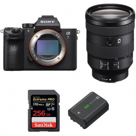 Appareil photo hybride Sony A7R III + FE 24-105 mm F4 G OSS + SanDisk 256GB Extreme PRO UHS-I 170 MB/s + Sony NP-FZ100-1