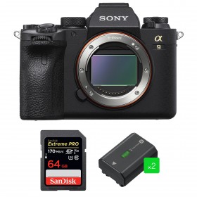 Cámara mirrorless Sony A9 II Cuerpo + SanDisk 64GB Extreme PRO UHS-I SDXC 170 MB/s + 2 Sony NP-FZ100-1