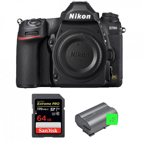 Cámara Nikon D780 Cuerpo + SanDisk 64GB Extreme PRO UHS-I SDXC 170 MB/s + 2 Nikon EN-EL15b-1