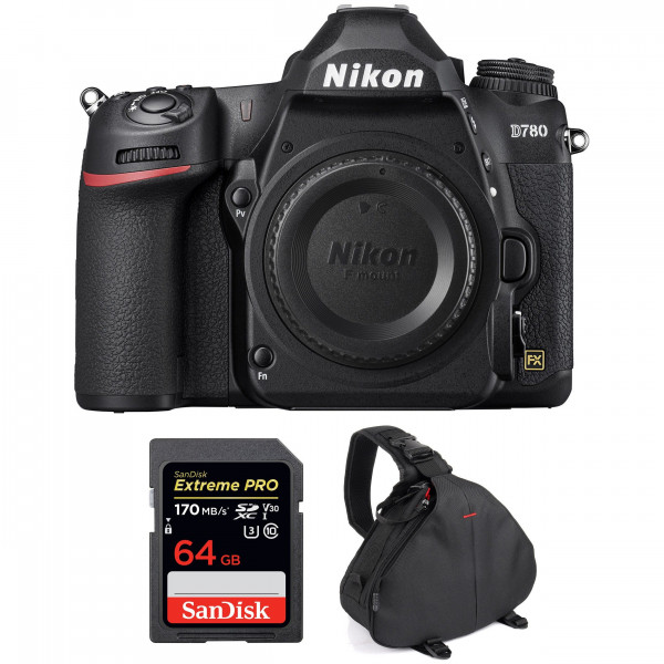 Appareil photo Reflex Nikon D780 Nu + SanDisk 64GB Extreme PRO UHS-I SDXC 170 MB/s + Sac-1