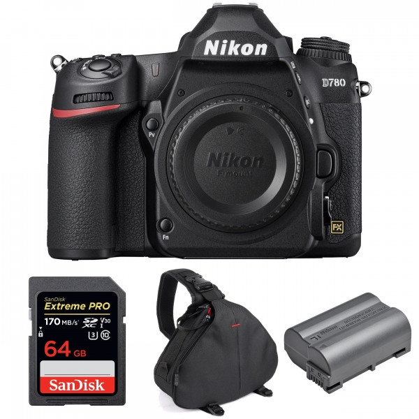 Appareil photo Reflex Nikon D780 Nu + SanDisk 64GB Extreme PRO UHS-I SDXC 170 MB/s + Nikon EN-EL15b + Sac-1