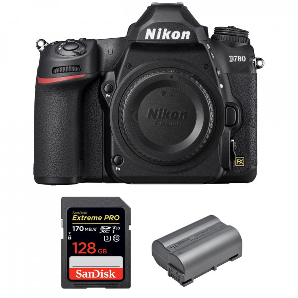 Appareil photo Reflex Nikon D780 Nu + SanDisk 128GB Extreme PRO UHS-I SDXC 170 MB/s + Nikon EN-EL15b-1
