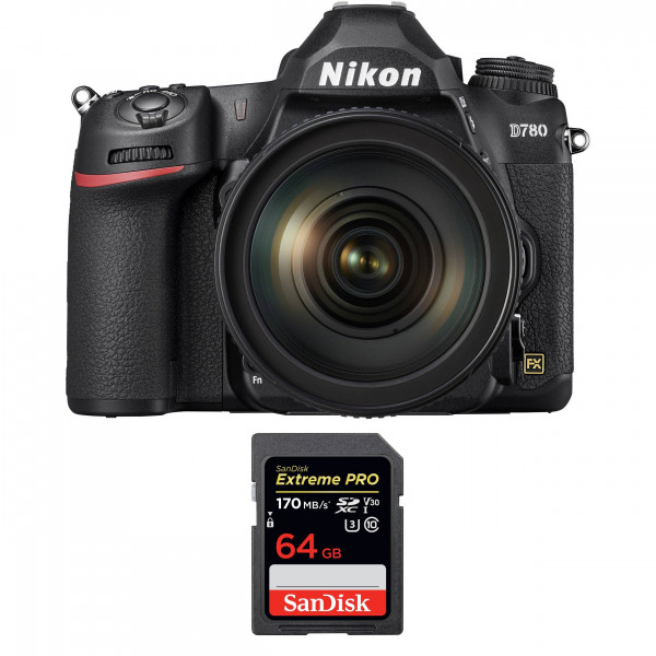 Cámara Nikon D780 + 24-120mm f/4G ED VR + SanDisk 64GB Extreme PRO UHS-I SDXC 170 MB/s + 2 Nikon EN-EL15b-1