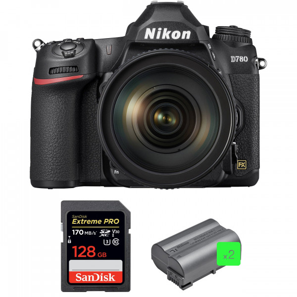 Cámara Nikon D780 + 24-120mm f/4G ED VR + SanDisk 128GB Extreme PRO UHS-I SDXC 170 MB/s + 2 Nikon EN-EL15b-1