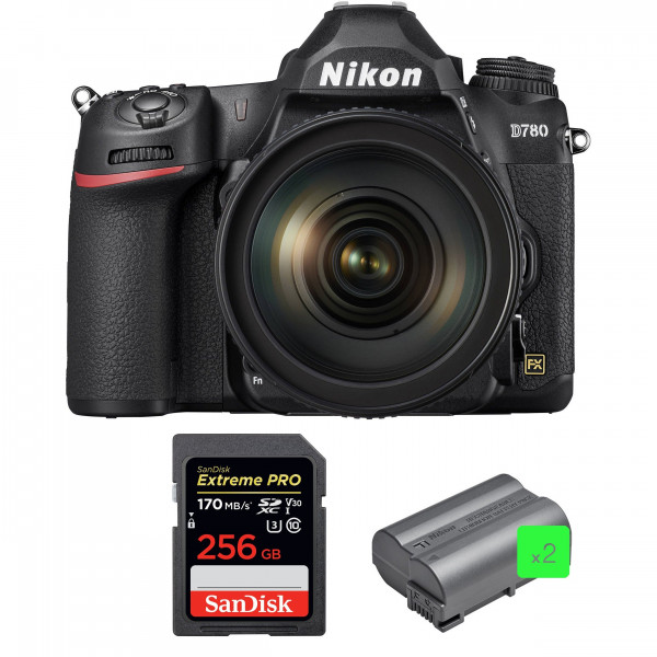 Cámara Nikon D780 + 24-120mm f/4G ED VR + SanDisk 256GB Extreme PRO UHS-I SDXC 170 MB/s + 2 Nikon EN-EL15b-1