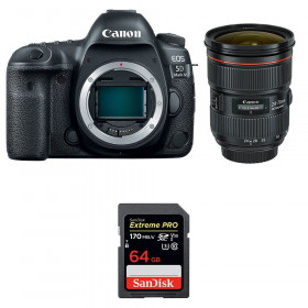 Cámara Canon 5D Mark IV + EF 24-70mm f/2.8L II USM + SanDisk 64GB Extreme PRO UHS-I SDXC 170 MB/s-3