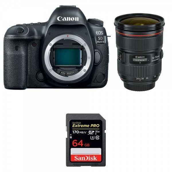 Appareil photo Reflex Canon 5D Mark IV + EF 24-70mm F2.8L II USM + SanDisk 64GB Extreme PRO UHS-I SDXC 170 MB/s-3