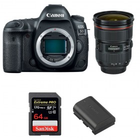 Appareil photo Reflex Canon 5D Mark IV + EF 24-70mm F2.8L II USM + SanDisk 64GB Extreme PRO UHS-I SDXC 170 MB/s + Canon LP-E6N-3