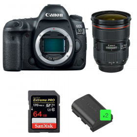 Cámara Canon 5D Mark IV + EF 24-70mm f/2.8L II USM + SanDisk 64GB Extreme PRO UHS-I SDXC 170 MB/s + 2 LP-E6N-3