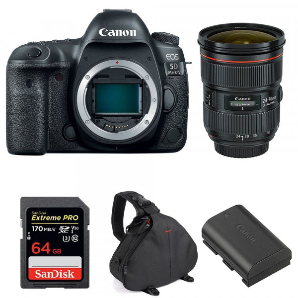Cámara Canon 5D Mark IV + EF 24-70mm f/2.8L II USM + SanDisk 64GB UHS-I SDXC 170 MB/s + LP-E6N  + Bolsa-1