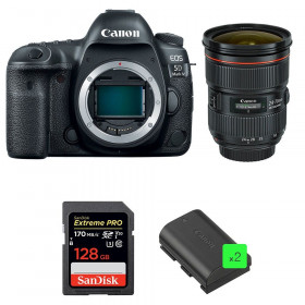 Cámara Canon 5D Mark IV + EF 24-70mm f/2.8L II USM + SanDisk 128GB Extreme PRO UHS-I SDXC 170 MB/s + 2 LP-E6N-1