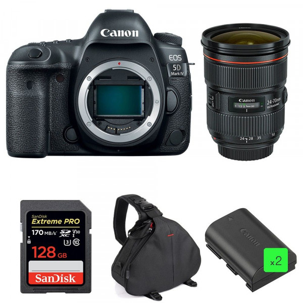 Canon EOS 5D Mark IV + EF 24-70mm f/2.8L II USM + SanDisk 128GB UHS-I SDXC 170 MB/s + 2 LP-E6N + Bag-1