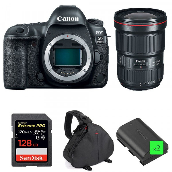 Cámara Canon 5D Mark IV + EF 16-35mm f/2.8L III USM + SanDisk 128GB UHS-I SDXC 170 MB/s + 2 LP-E6N  + Bolsa-1