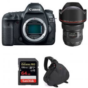 Appareil photo Reflex Canon 5D Mark IV + EF 11-24mm F4L USM + SanDisk 64GB Extreme PRO UHS-I SDXC 170 MB/s + Sac-1