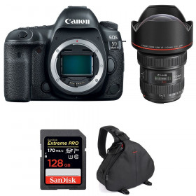 Appareil photo Reflex Canon 5D Mark IV + EF 11-24mm F4L USM + SanDisk 128GB Extreme PRO UHS-I SDXC 170 MB/s + Sac-1