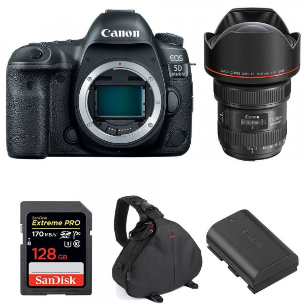 Cámara Canon 5D Mark IV + EF 11-24mm f/4L USM + SanDisk 128GB Extreme PRO UHS-I SDXC 170 MB/s + LP-E6N + Bolsa-1