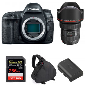 Appareil photo Reflex Canon 5D Mark IV + EF 11-24mm F4L USM + SanDisk 256GB UHS-I SDXC 170 MB/s + LP-E6N + Sac-1