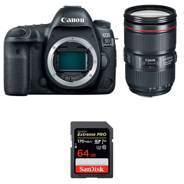 Cámara Canon 5D Mark IV + EF 24-105mm f/4L IS II USM + SanDisk 64GB Extreme PRO UHS-I SDXC 170 MB/s-1