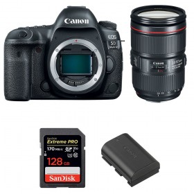 Appareil photo Reflex Canon 5D Mark IV + EF 24-105mm F4L IS II USM + SanDisk 128GB Extreme PRO UHS-I SDXC 170 MB/s + LP-E6N-1