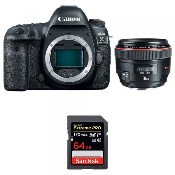 Appareil photo Reflex Canon 5D Mark IV + EF 50mm F1.2L USM + SanDisk 64GB Extreme PRO UHS-I SDXC 170 MB/s-1