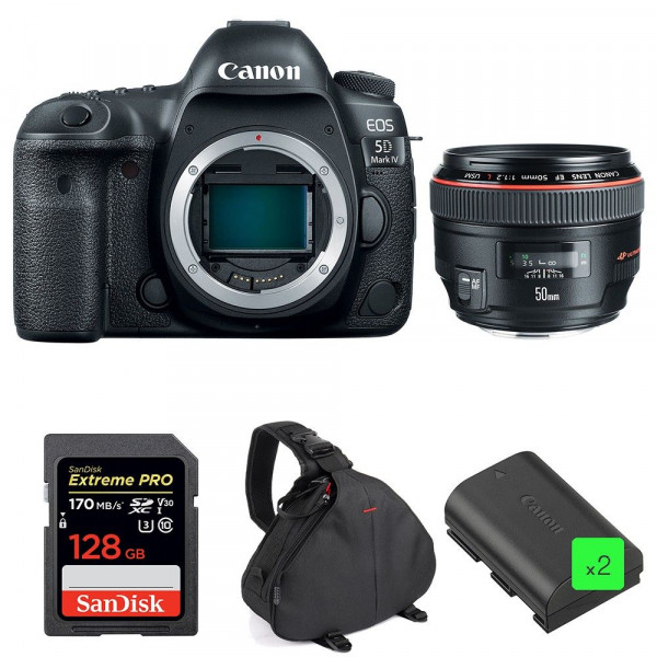 Canon EOS 5D Mark IV + EF 50mm f/1.2L USM + SanDisk 128GB UHS-I SDXC 170 MB/s + 2 LP-E6N + Bag-1