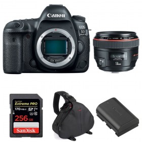 Appareil photo Reflex Canon 5D Mark IV + EF 50mm F1.2L USM + SanDisk 256GB Extreme PRO UHS-I SDXC 170 MB/s + LP-E6N + Sac-1