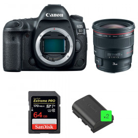 Cámara Canon 5D Mark IV + EF 24mm f/1.4L II USM + SanDisk 64GB Extreme PRO UHS-I SDXC 170 MB/s + 2 LP-E6N-1