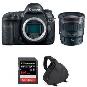 Appareil photo Reflex Canon 5D Mark IV + EF 24mm F1.4L II USM + SanDisk 64GB Extreme PRO UHS-I SDXC 170 MB/s + Sac-1
