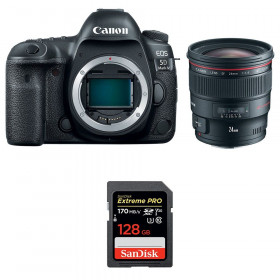 Appareil photo Reflex Canon 5D Mark IV + EF 24mm F1.4L II USM + SanDisk 128GB Extreme PRO UHS-I SDXC 170 MB/s-1
