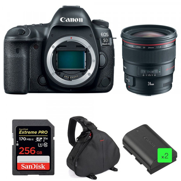 Canon 5D Mark IV + EF 24mm F1.4L II USM + SanDisk 256GB UHS-I SDXC 170 MB/s + 2 LP-E6N + Sac - Appareil photo Reflex-1