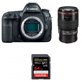 Appareil photo Reflex Canon 5D Mark IV + EF 100mm F2.8L Macro IS USM + SanDisk 64GB Extreme PRO UHS-I SDXC 170 MB/s-1