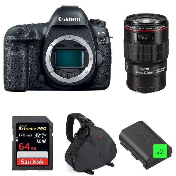Canon EOS 5D Mark IV + EF 100mm f/2.8L Macro IS USM + SanDisk 64GB UHS-I SDXC 170 MB/s + 2 LP-E6N + Bag-1
