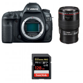 Appareil photo Reflex Canon 5D Mark IV + EF 100mm F2.8L Macro IS USM + SanDisk 128GB Extreme PRO UHS-I SDXC 170 MB/s-1