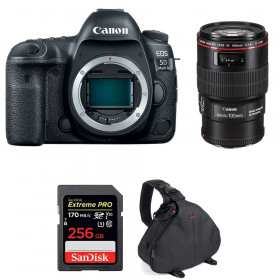 Appareil photo Reflex Canon 5D Mark IV + EF 100mm F2.8L Macro IS USM + SanDisk 256GB Extreme PRO UHS-I SDXC 170 MB/s + Sac-1