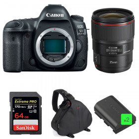 Cámara Canon 5D Mark IV + EF 35mm f/1.4L II USM + SanDisk 64GB UHS-I SDXC 170 MB/s + 2 LP-E6N + Bolsa-1