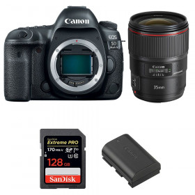 Cámara Canon 5D Mark IV + EF 35mm f/1.4L II USM + SanDisk 128GB Extreme PRO UHS-I SDXC 170 MB/s + LP-E6N-1