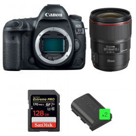Cámara Canon 5D Mark IV + EF 35mm f/1.4L II USM + SanDisk 128GB Extreme PRO UHS-I SDXC 170 MB/s + 2 LP-E6N-1