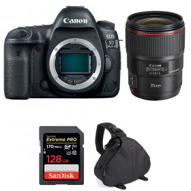 Appareil photo Reflex Canon 5D Mark IV + EF 35mm F1.4L II USM + SanDisk 128GB Extreme PRO UHS-I SDXC 170 MB/s + Sac-1
